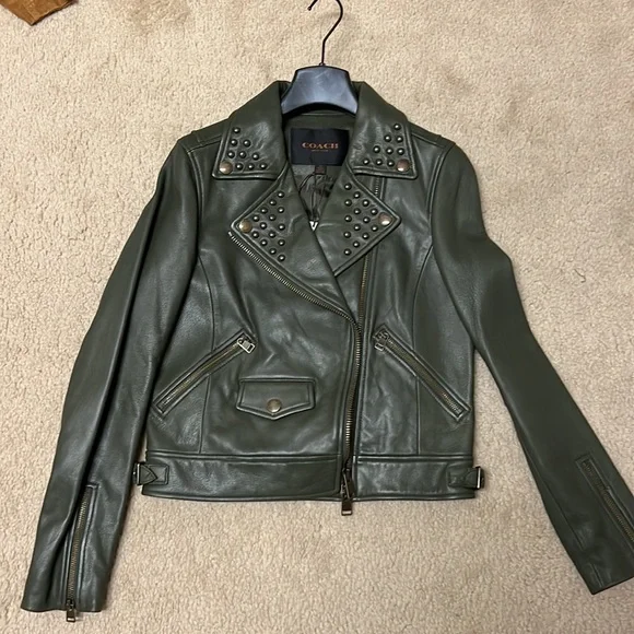 COACH Green Leather Jacket